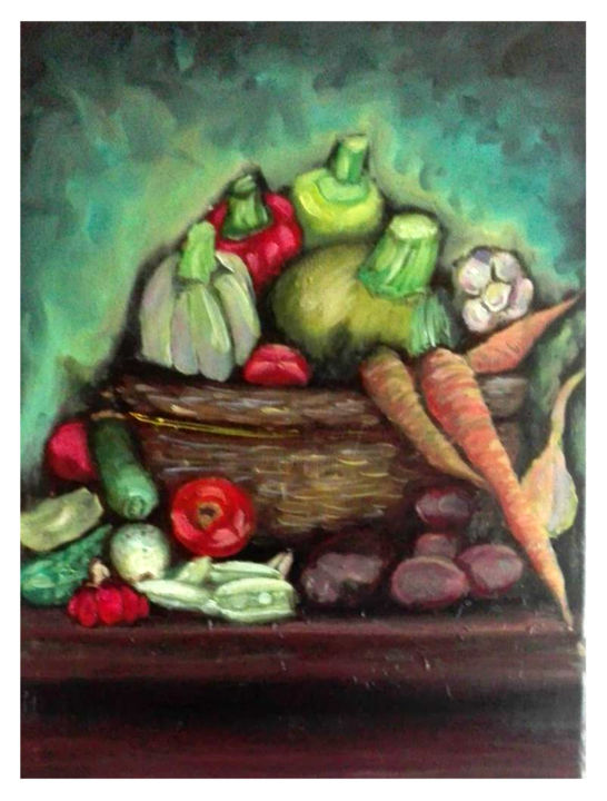 Painting titled "Vegetables" by Michaela Shorm, Original Artwork, Oil