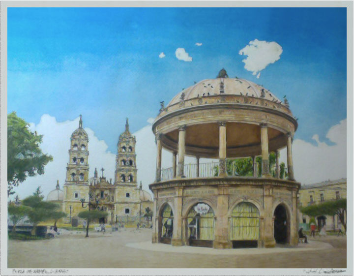 Painting titled "Plaza de Armas, Dur…" by Michael Cardenas, Original Artwork, Oil