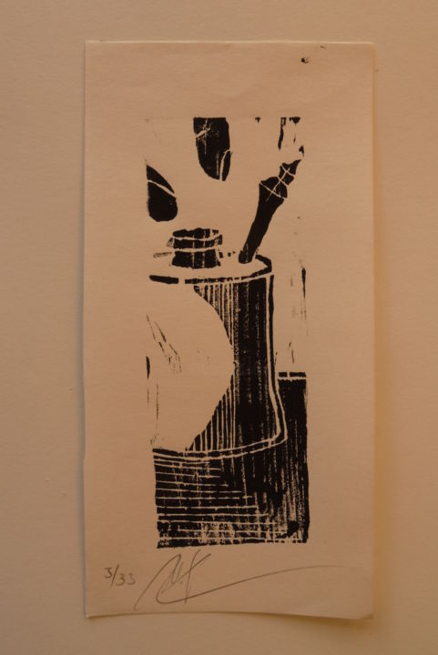 Gravures & estampes intitulée "Zuckerdose" par Michael Gläßer, Œuvre d'art originale, Xylographie