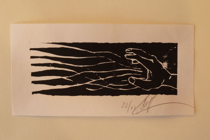 Printmaking titled "Die Hand" by Michael Gläßer, Original Artwork, Xylography