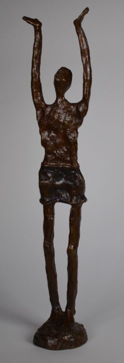 Sculpture titled "Rowanda Man Looking…" by Michael Schramer, Original Artwork, Metals