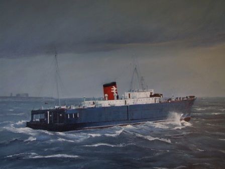 Painting titled "The Suffolk Ferry" by Michael Land, Original Artwork, Oil