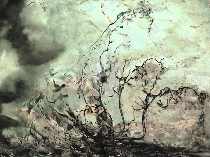 Arts numériques intitulée "songe d'automne" par Michaelle Ricard, Œuvre d'art originale, Peinture numérique