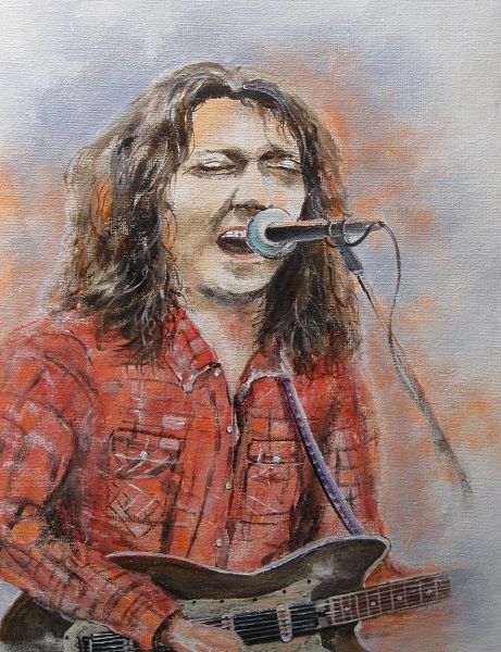 Painting titled "Rory Gallagher" by Michael Monaghan, Original Art, Oil
