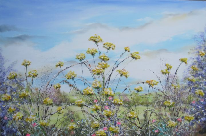 Painting titled "Sowthistle Meadow-3…" by Michael Monaghan, Original Art, Acrylic