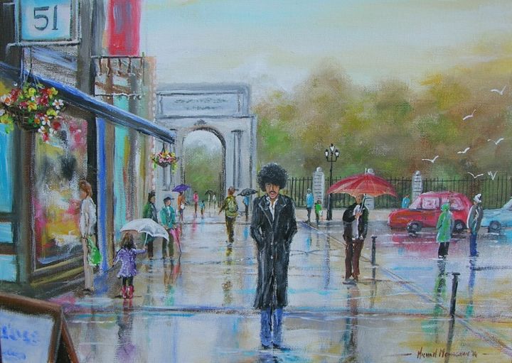 Schilderij getiteld "phil-lynott-back-in…" door Michael Monaghan, Origineel Kunstwerk, Acryl