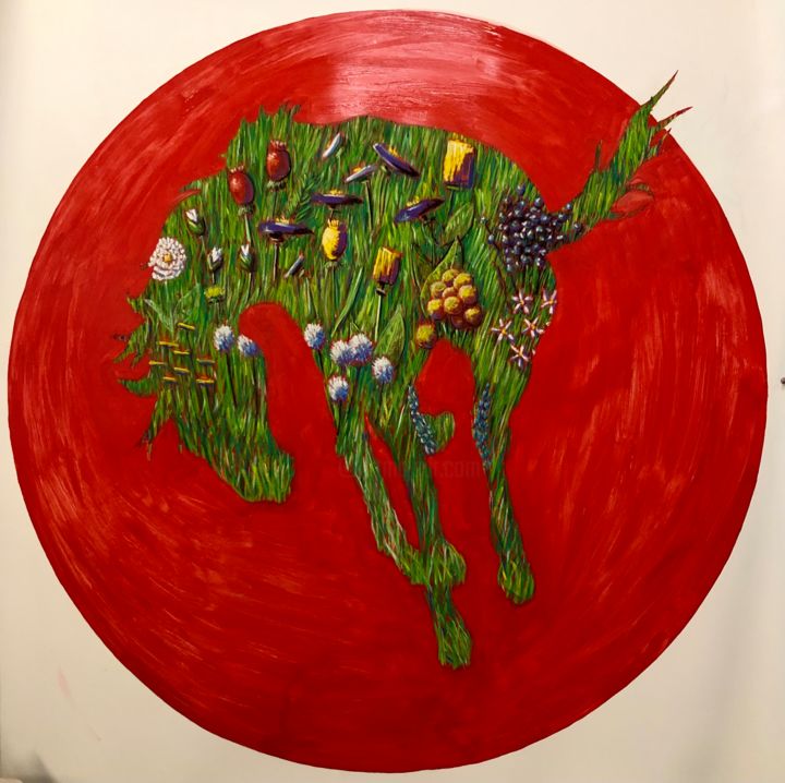 Рисунок под названием "Horse" - Michael O’Briant, Подлинное произведение искусства, Пастель