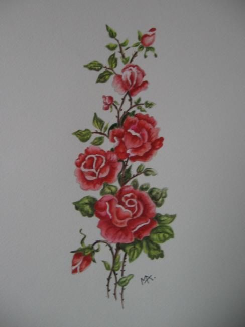 Ζωγραφική με τίτλο "Roses" από Michago, Αυθεντικά έργα τέχνης