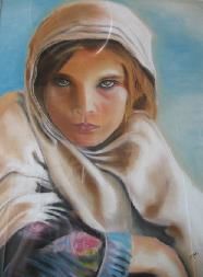 Peinture intitulée "Jeune fille afghane" par Michago, Œuvre d'art originale