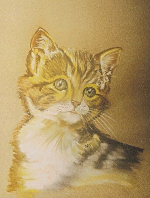 Painting titled "Tête de chat" by Michago, Original Artwork