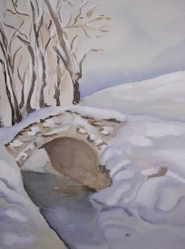 Peinture intitulée "Paysage de neige" par Michago, Œuvre d'art originale