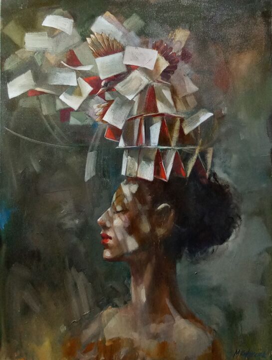 Painting titled "Zderzenie czwartej…" by Michał Kwarciak, Original Artwork, Oil