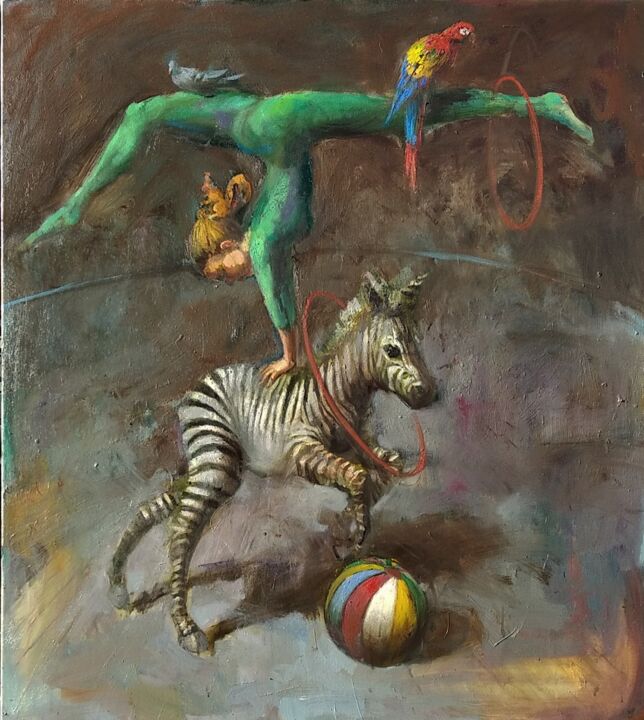 Painting titled "Balans" by Michał Kwarciak, Original Artwork, Oil