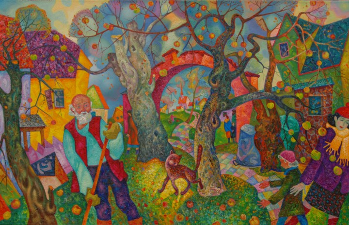 Pintura intitulada "Старый сад." por Michail Tschernjavski, Obras de arte originais, Óleo