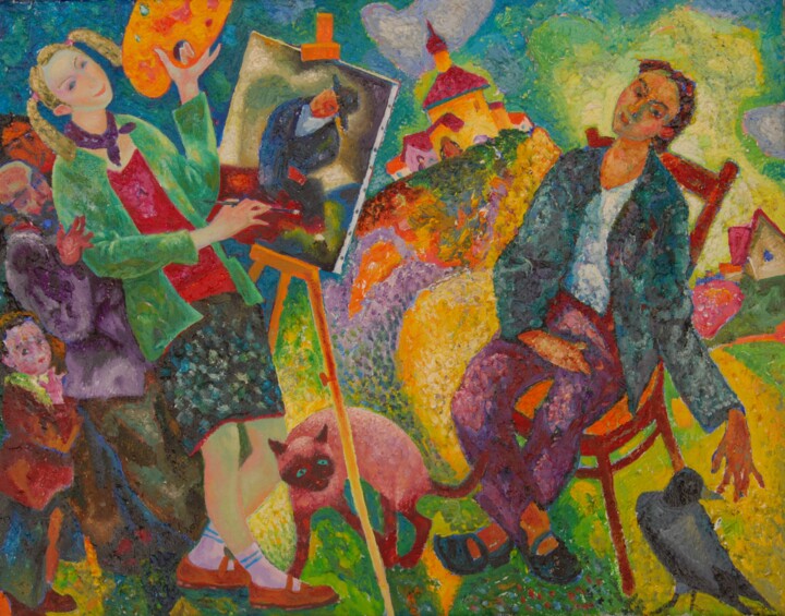Pintura intitulada "Портрет с натуры." por Michail Tschernjavski, Obras de arte originais, Óleo
