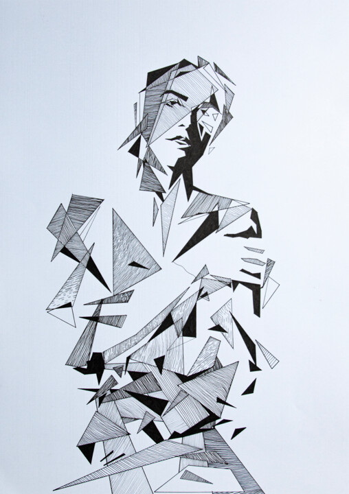 Dessin intitulée "Ona (sketch)" par Michał Ostrogórski, Œuvre d'art originale, Stylo gel