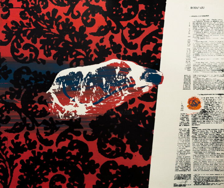 「Mięso + Jajko」というタイトルの製版 Michał Wojtysiakによって, オリジナルのアートワーク, スクリーン印刷