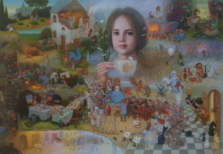 Painting titled "Алиса (Alice)" by Mikhail Lobyrev (Micha Lobi), Original Artwork, Oil