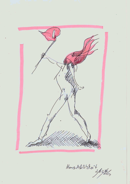 Drawing titled "Menschlichkeit/Huma…" by Michael Meles, Original Artwork, Ballpoint pen