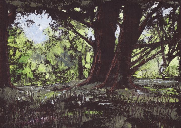 Картина под названием "Forest Glade, Killa…" - Micheal O Muirthile, Подлинное произведение искусства, Масло