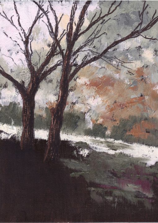 Painting titled "The Orchard" by Micheal O Muirthile, Original Artwork, Oil