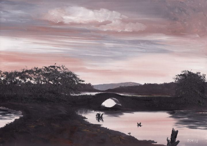 Картина под названием "The Gearagh" - Micheal O Muirthile, Подлинное произведение искусства, Масло