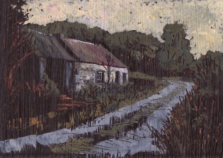 Painting titled "Near Kate's Cottage…" by Micheal O Muirthile, Original Artwork, Oil