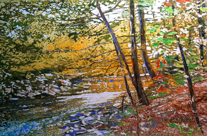 Peinture intitulée "oxtongue river abov…" par Micheal Zarowsky, Œuvre d'art originale, Acrylique