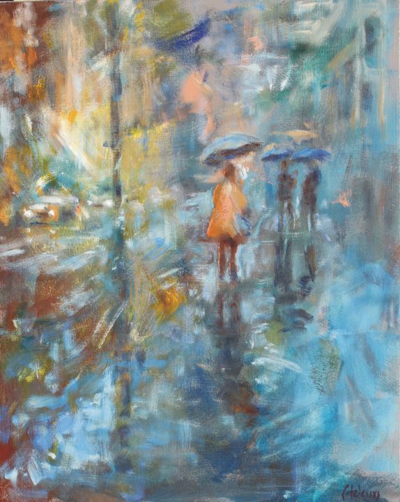 Pintura titulada "Sous  la pluie" por Michel Adam, Obra de arte original, Acrílico