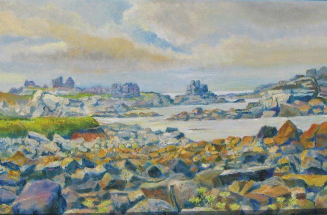 Malerei mit dem Titel "Côte Finistère" von Michel Adam, Original-Kunstwerk, Öl