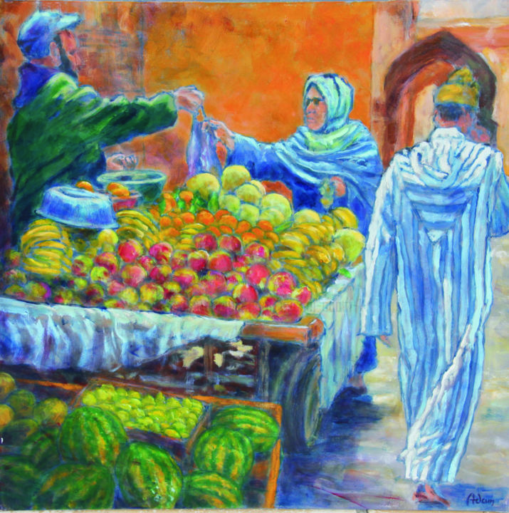 Painting titled "fruits et legumes-m…" by Michel Adam, Original Artwork, Acrylic