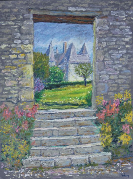 Painting titled "Neuvicq-le-chateau" by Michel Adam, Original Artwork, Pastel