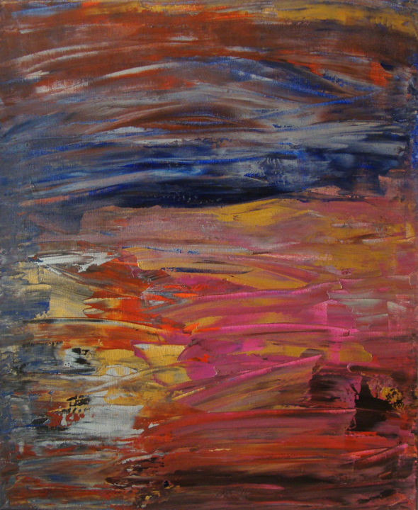 Painting titled "Horizon bleu" by Michel Aucoin, Original Artwork, Acrylic