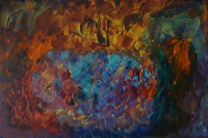 Malerei mit dem Titel "Diamant d'automne" von Michel Aucoin, Original-Kunstwerk, Acryl