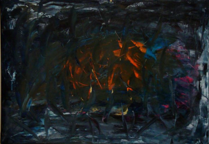 Peinture intitulée "Feu intérieur" par Michel Aucoin, Œuvre d'art originale, Acrylique