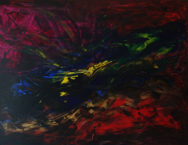 Painting titled "Explosion sidérale" by Michel Aucoin, Original Artwork, Acrylic