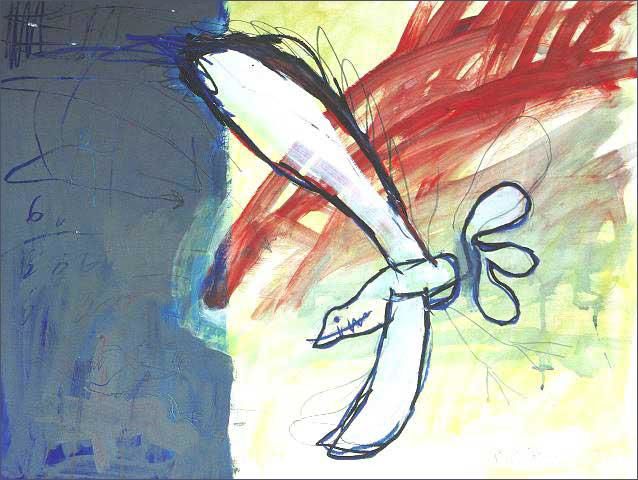 Peinture intitulée "Oiseau n°2" par Michel Berberian, Œuvre d'art originale