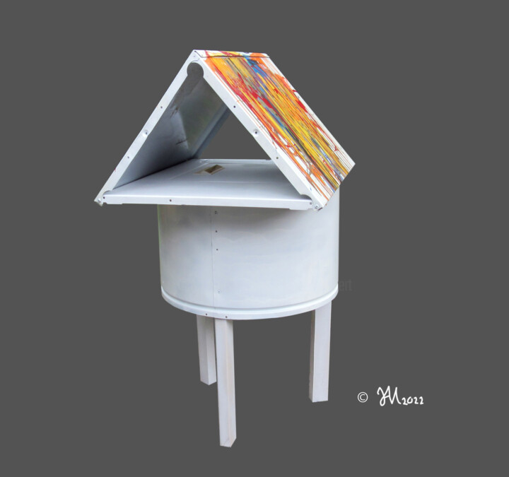 Sculpture titled "Maison" by Michel Boisvert (JAM), Original Artwork, Stainless Steel