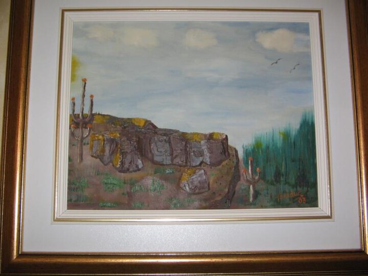 Painting titled "frontière" by Michel Bolduc, Original Artwork