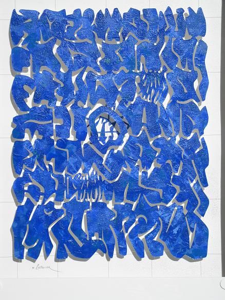 Pittura intitolato "Sans titre bleu" da Michel Castanier, Opera d'arte originale, Acrilico