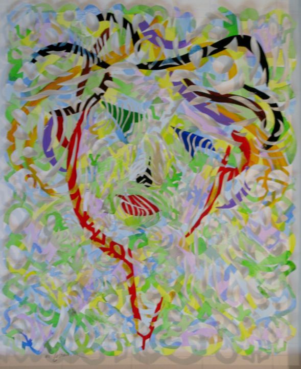 Painting titled "Portrait féminin" by Michel Castanier, Original Artwork, Acrylic