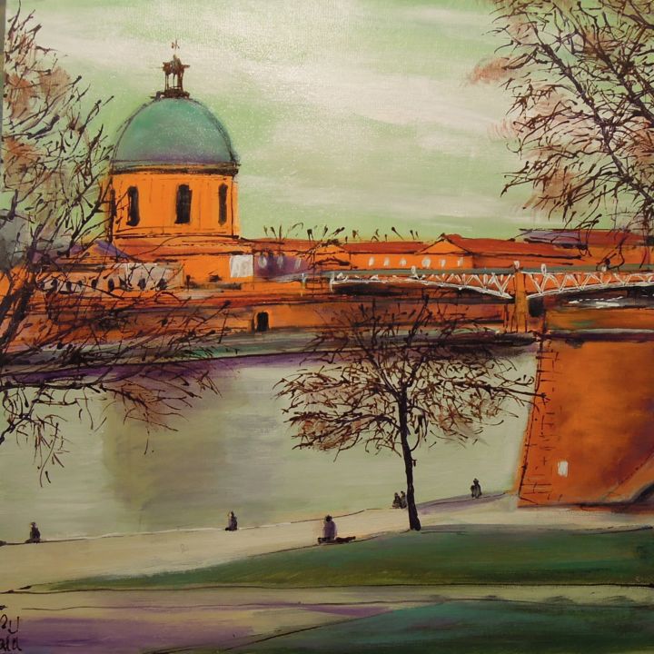 Painting titled "Toulouse, Quai de l…" by Michel Castel, Original Artwork