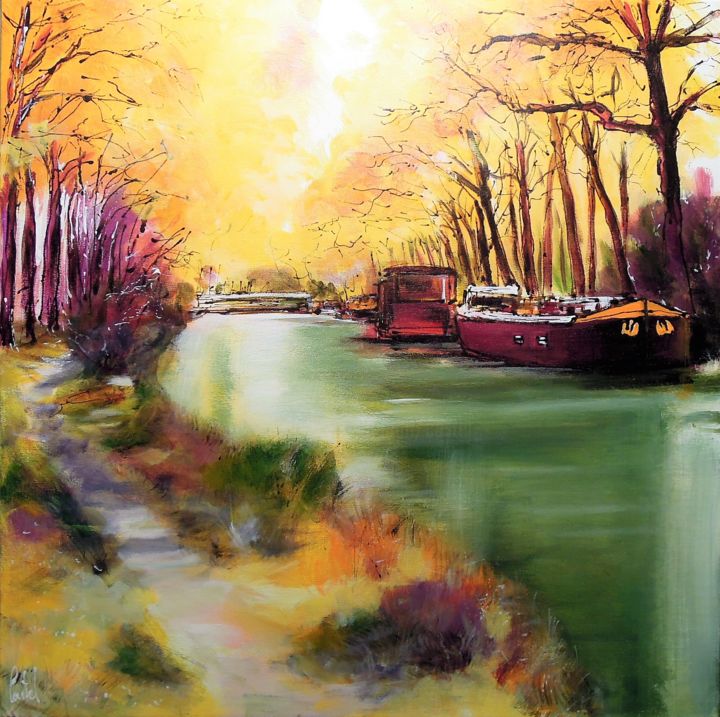 Painting titled "Toulouse, Canal  du…" by Michel Castel, Original Artwork, Acrylic
