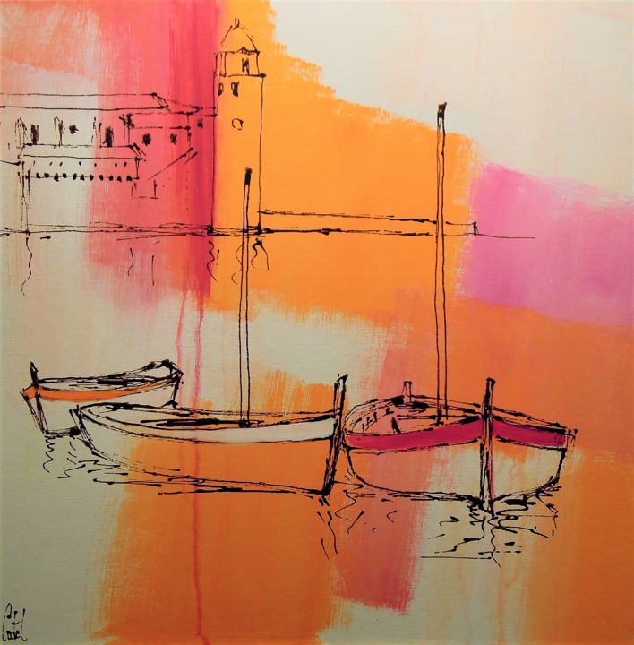 Painting titled "Collioure, Les Poin…" by Michel Castel, Original Artwork, Acrylic