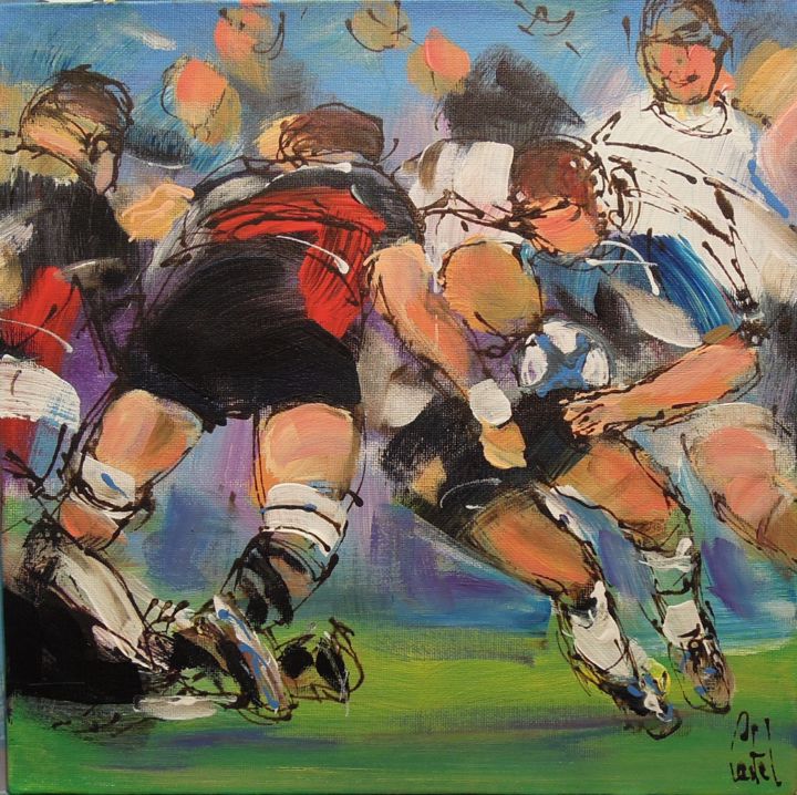 "Rugby" başlıklı Tablo Michel Castel tarafından, Orijinal sanat, Akrilik