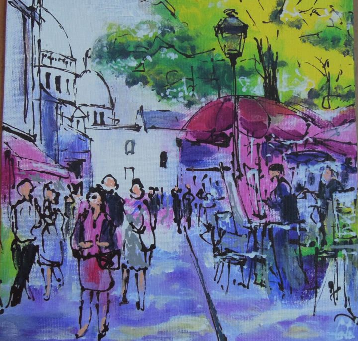 Painting titled "Paris, Place du Ter…" by Michel Castel, Original Artwork, Acrylic