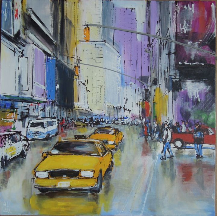 Malerei mit dem Titel "New York, Street af…" von Michel Castel, Original-Kunstwerk, Acryl