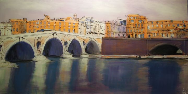 Painting titled "Toulouse, Le Pont N…" by Michel Castel, Original Artwork, Acrylic