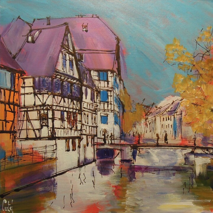 Painting titled "Strasbourg, Petite…" by Michel Castel, Original Artwork, Acrylic