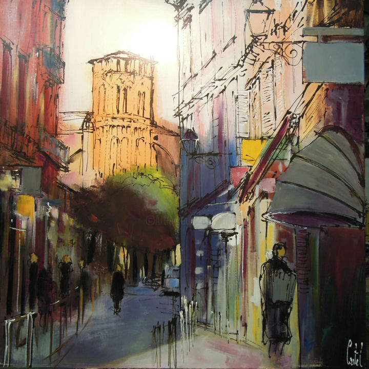 Peinture intitulée "Toulouse, rue des A…" par Michel Castel, Œuvre d'art originale, Huile